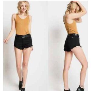 KANCAN Distressed Raw Hem Black Jean Shorts Size 24 size 1 Good Condition
